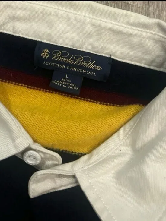 Brooks Brothers Scottish Lambswool Rugby Style Mens Sweater - Picture 3 of 5